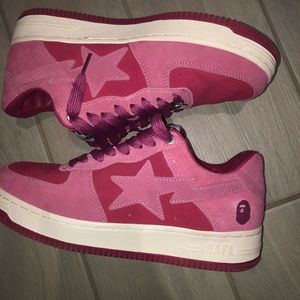 Pink suede Bapesta sneakers